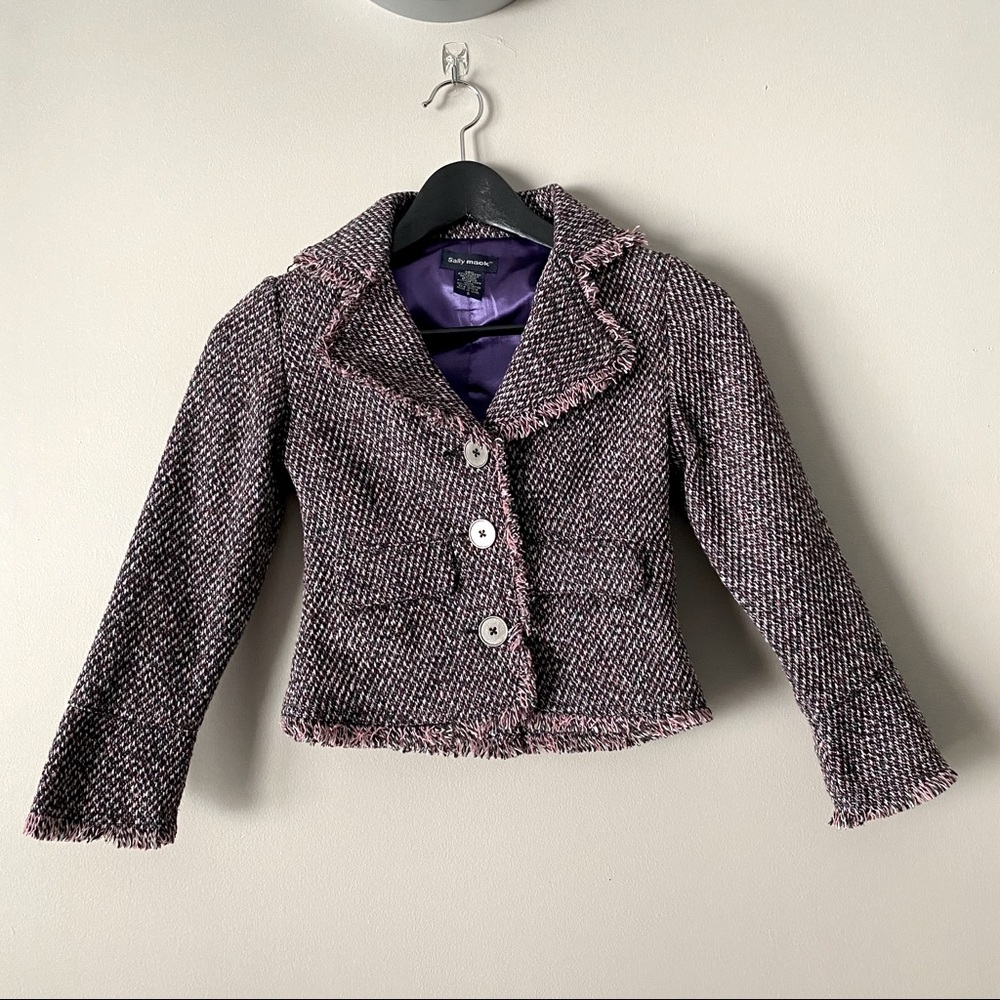 SALLY MACK girls tweed classic blazer jackets S